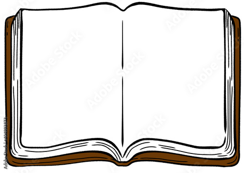 開いた本のイラスト　手描きタッチ