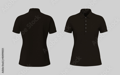 Blank collared shirt mockup, front, and back views, tee design presentation for print, 3d rendering, 3d illustration