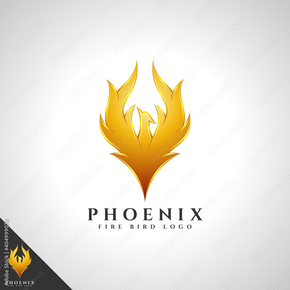 Phoenix Fire Bird Logo with 3D design concept Phoenix Fire Bird Logo with 3D design concept