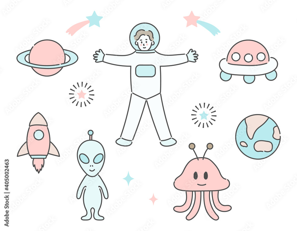 Set of space elements, vector illustration Set of space elements, vector illustration