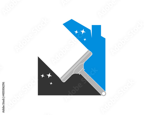 Window cleaner inside the house logo