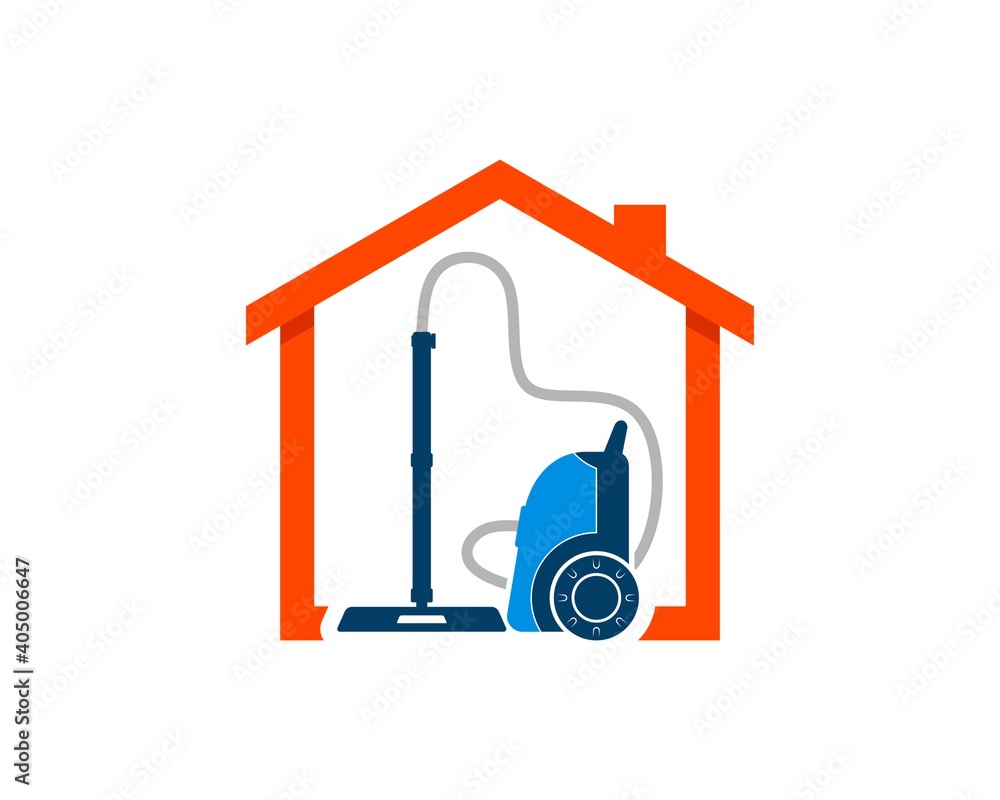 Simple house with vacuum cleaner inside Simple house with vacuum cleaner inside
