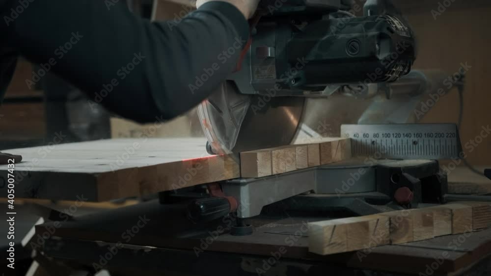 Circular Saw. Carpenter Using Circular Saw for wood Circular Saw. Carpenter Using Circular Saw for wood