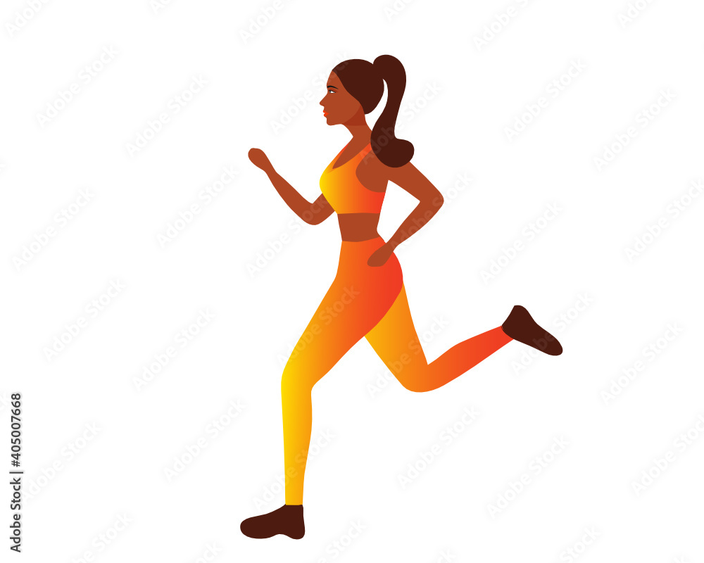 Running woman isolated vector illustration. Health care concept