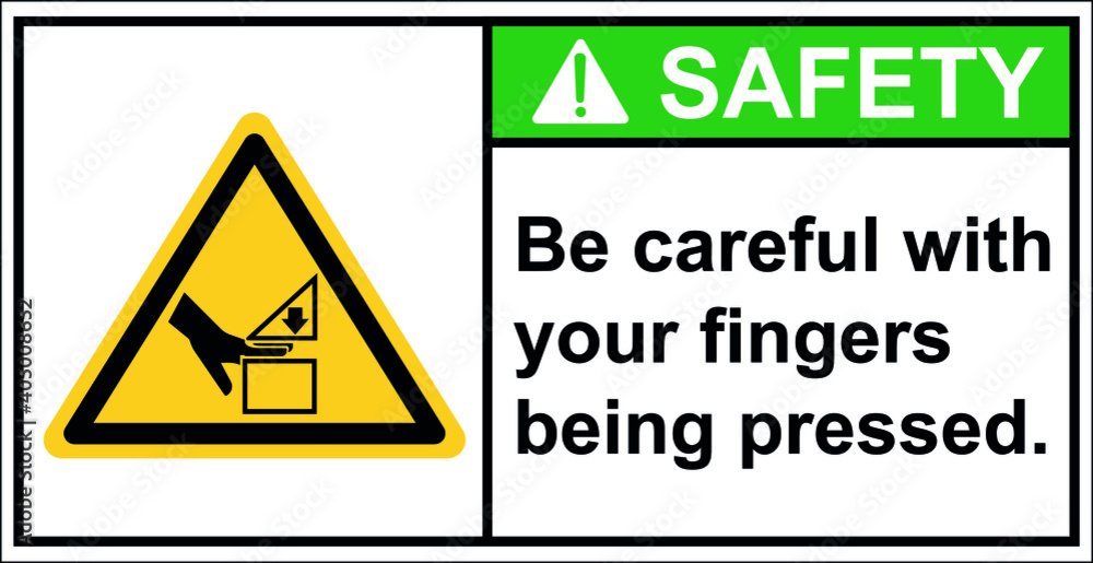Be careful with your fingers being pressed.,Safety sign