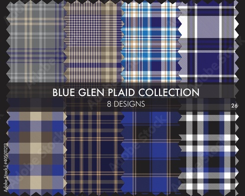 Blue Glen Plaid Tartan Seamless Pattern Collection