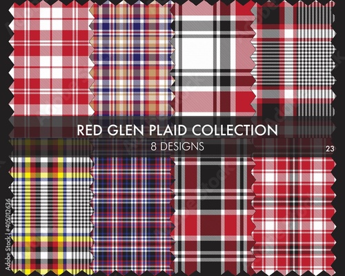 Red Glen Plaid Tartan Seamless Pattern Collection