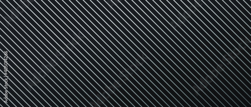 Black horizontal 3D stripes. Dark Geometric grid diagonal lines background. Modern dark abstract vector texture. Abstract technology futuristic concept digital. Black minimalist background with ribbed