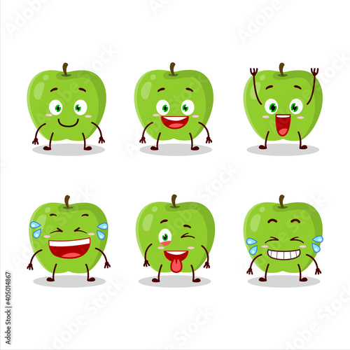 Cartoon character of new green apple with smile expression