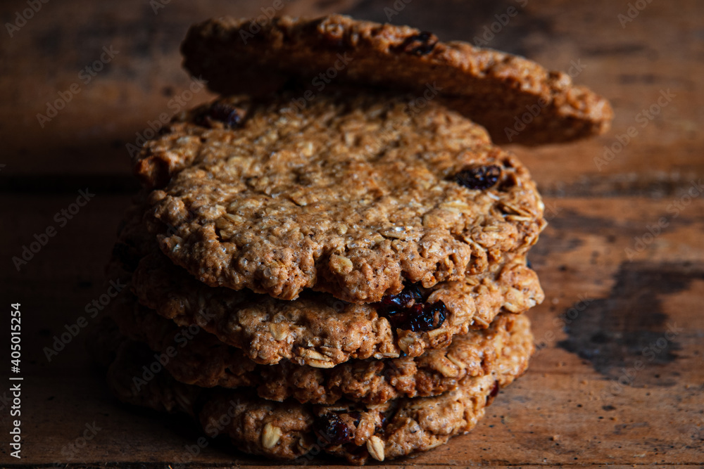 Fototapeta premium oatmeal cookies and a hot drink, the best snack for your evenings