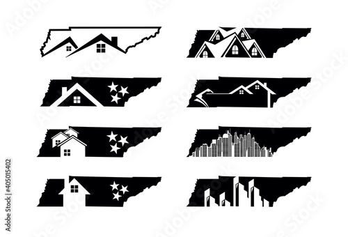tennessee  state  map  with home real estate logo