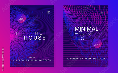 Electronic event. Trendy discotheque brochure set. Dynamic gradient shape and line. Neon electronic event. Electro dance dj. Trance sound. Club fest poster. Techno music party flyer.