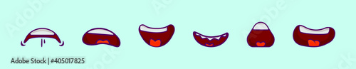 set of mouth cartoon icon design template with various models. vector illustration isolated on blue background