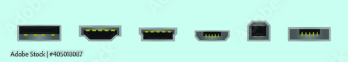 set of usb ports cartoon icon design template with various models. vector illustration isolated on blue background