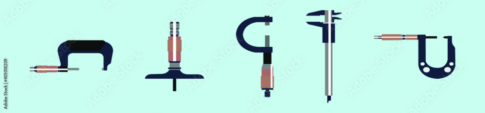 set of micrometer cartoon icon design template with various models. vector illustration isolated on blue background set of micrometer cartoon icon design template with various models. vector illustration isolated on blue background