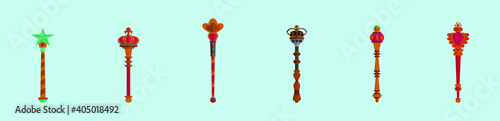 set of sceptre cartoon icon design template with various models. vector illustration isolated on blue background