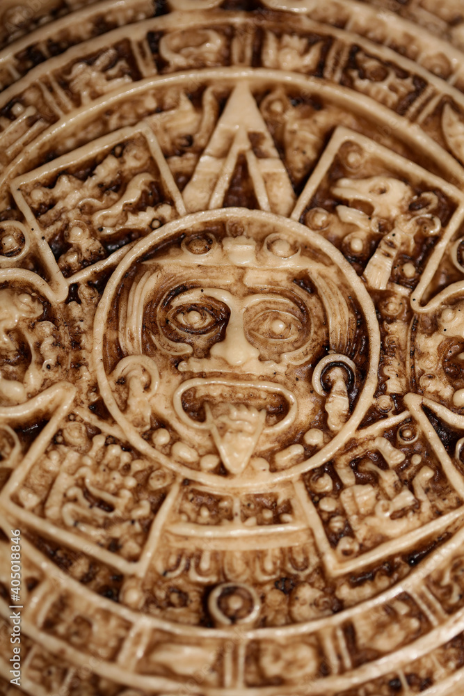 Aztec sun stone close up background modern high quality prints
