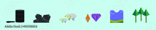set of natural resource cartoon icon design template with various models. vector illustration isolated on blue background