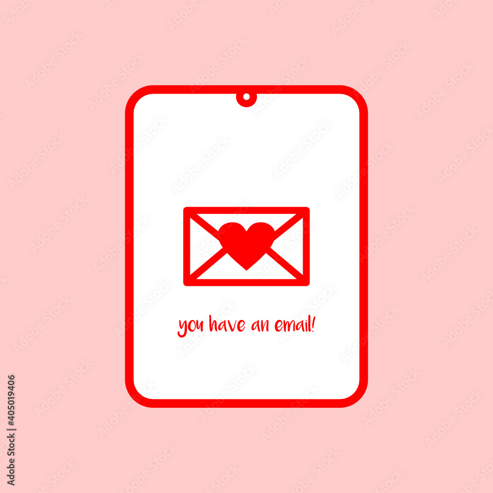 envelope with heart symbol on tablet. love letter symbol. incoming mail symbol envelope with heart symbol on tablet. love letter symbol. incoming mail symbol