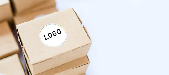 Cardboard brown box or Craft package box isolated top view on white background.Online delivery service, Food box delivery for food delivery application.mockup empty box for logo and brand concept