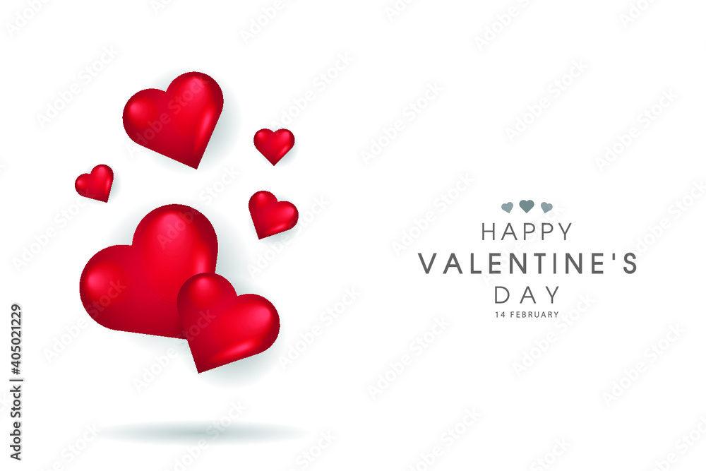 Festive Card for Happy Valentine's Day. On White Color Background.Vector Illustration