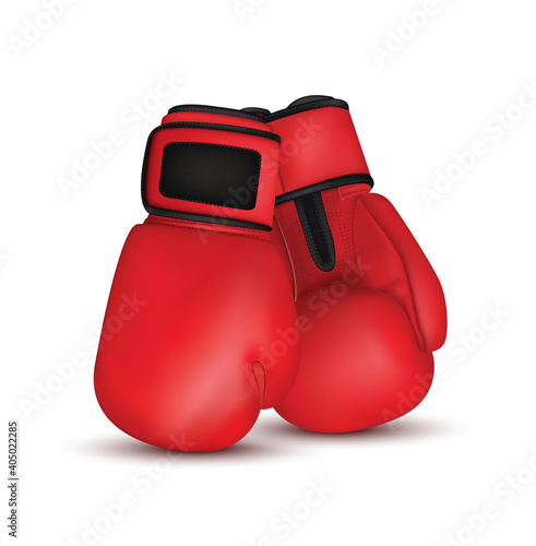 Red boxing gloves on white background. Vector EPS10
