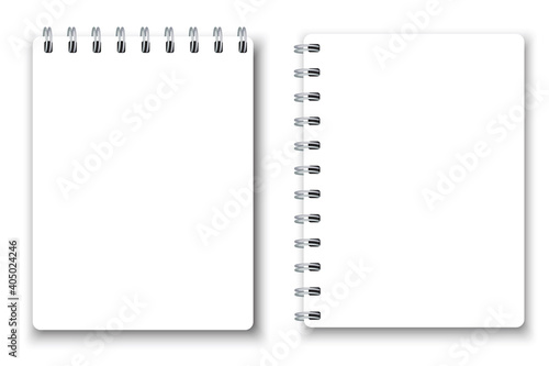 Realistic spiral notepads. blank spiral notebook for booklet design. Calendar template. Stock image. EPS 10.