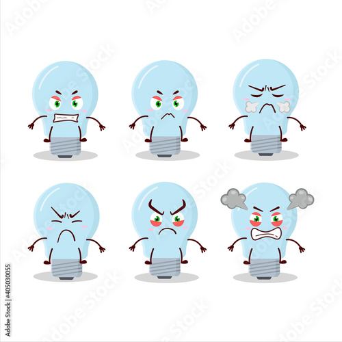 Halogen cartoon character with various angry expressions