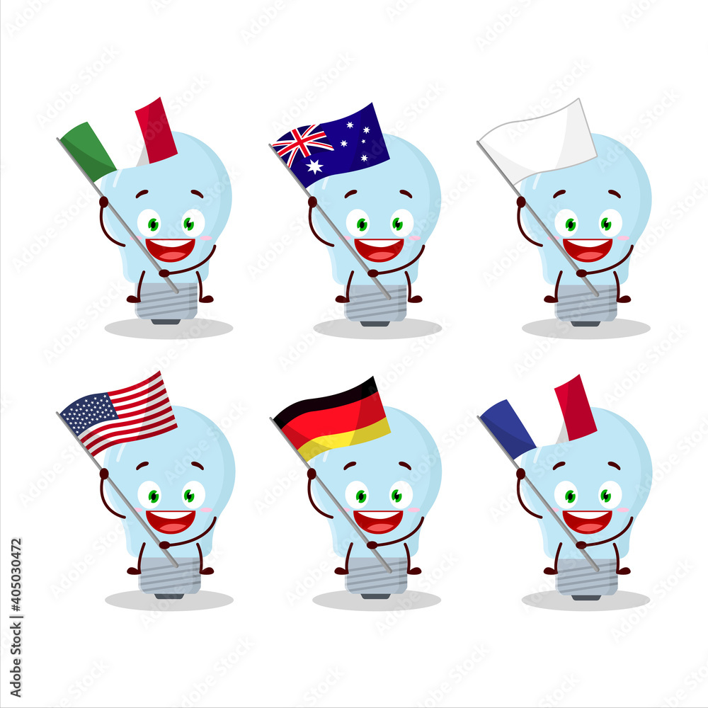 Halogen cartoon character bring the flags of various countries Halogen cartoon character bring the flags of various countries
