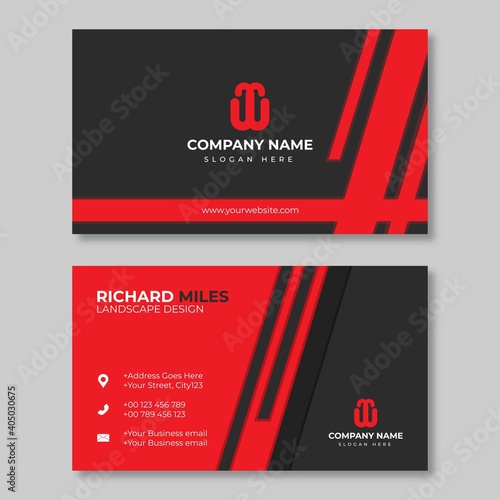 Red and black modern creative business card and name card.