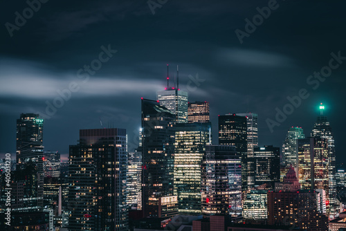 City skyline during night time