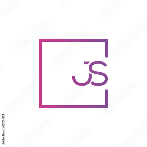 Creative initial letter JS square logo design concept vector