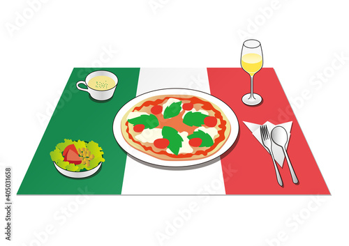 イタリア国旗とイタリアン