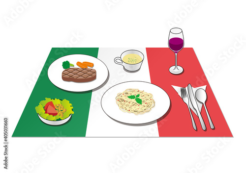 イタリア国旗とイタリアン