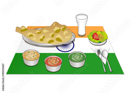 インド国旗とインド料理