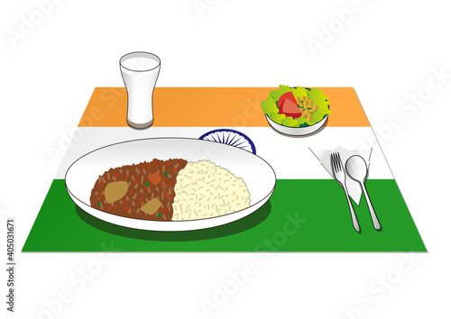 インド国旗とインド料理