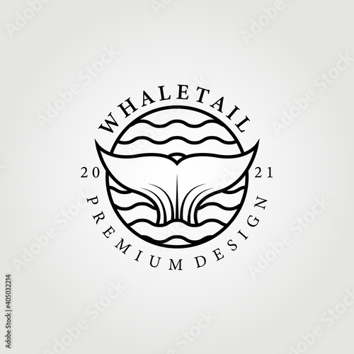 whale tail logo vector illustration design graphic, line art concept