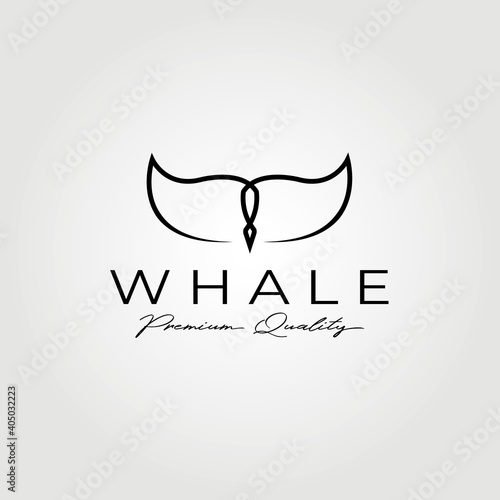 Creative whale tail logo vector illustration design graphic , clever line art logo concept