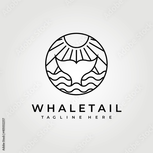 whale tail logo vector illustration design graphic, on sunrise and sunset view , branding simple logo