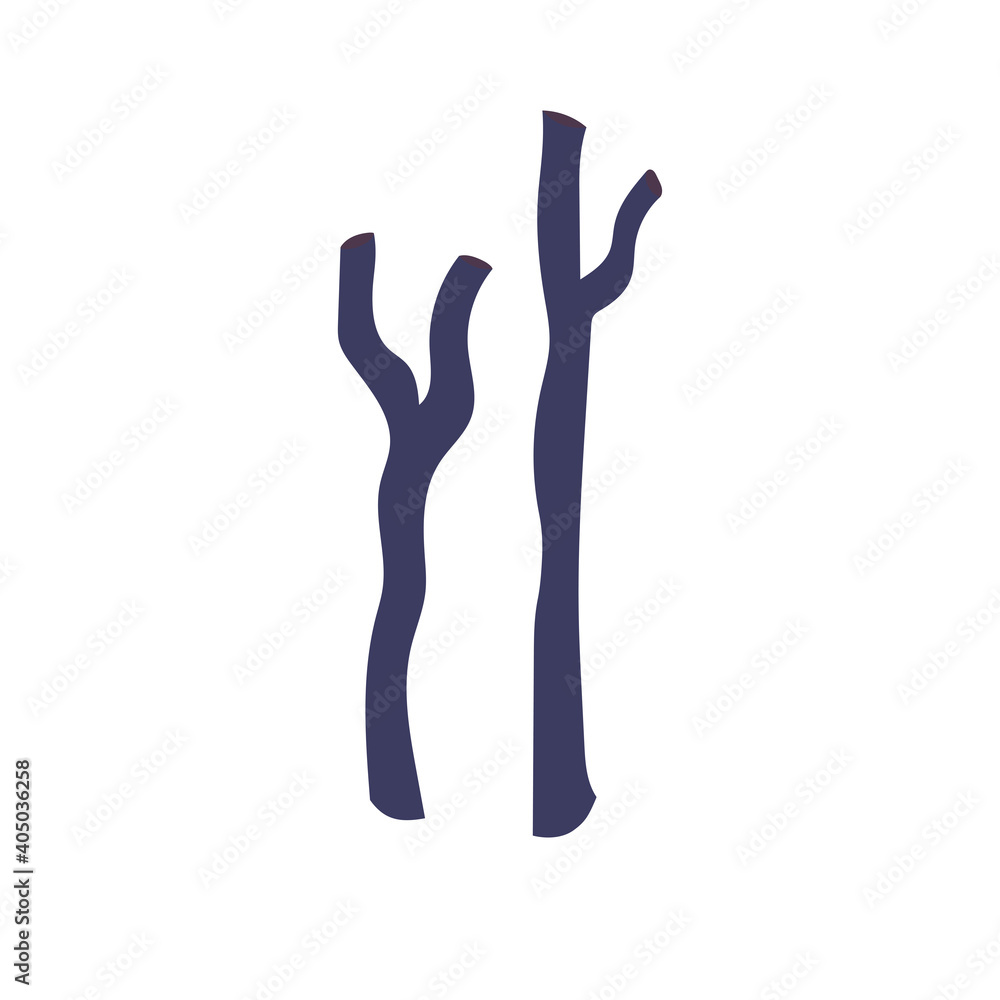 Dry branches on a white background. Hand drawn vector isolated single illustration. Dry branches on a white background. Hand drawn vector isolated single illustration.
