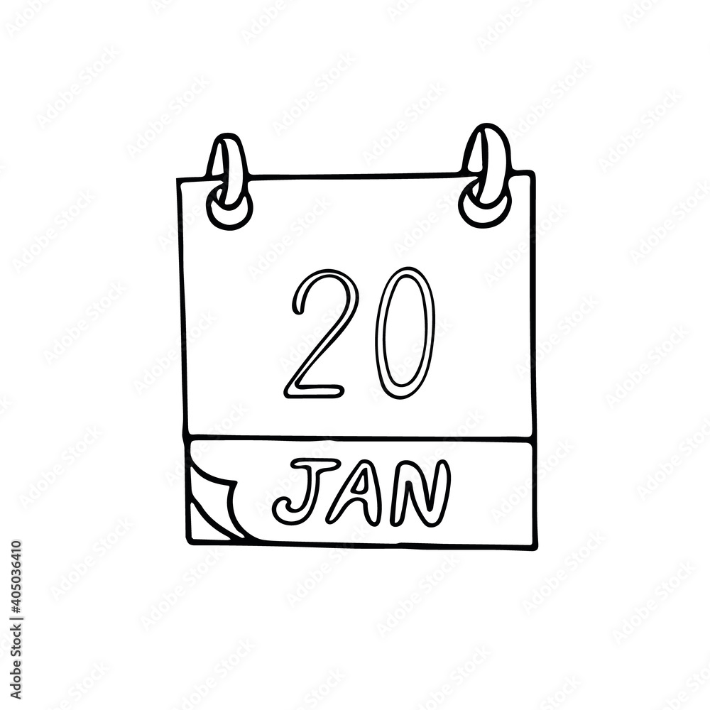 calendar hand drawn in doodle style. January 20. Penguin Awareness Day, Martin Luther King, date. icon, sticker, element, design. planning, business holiday calendar hand drawn in doodle style. January 20. Penguin Awareness Day, Martin Luther King, date. icon, sticker, element, design. planning, business holiday