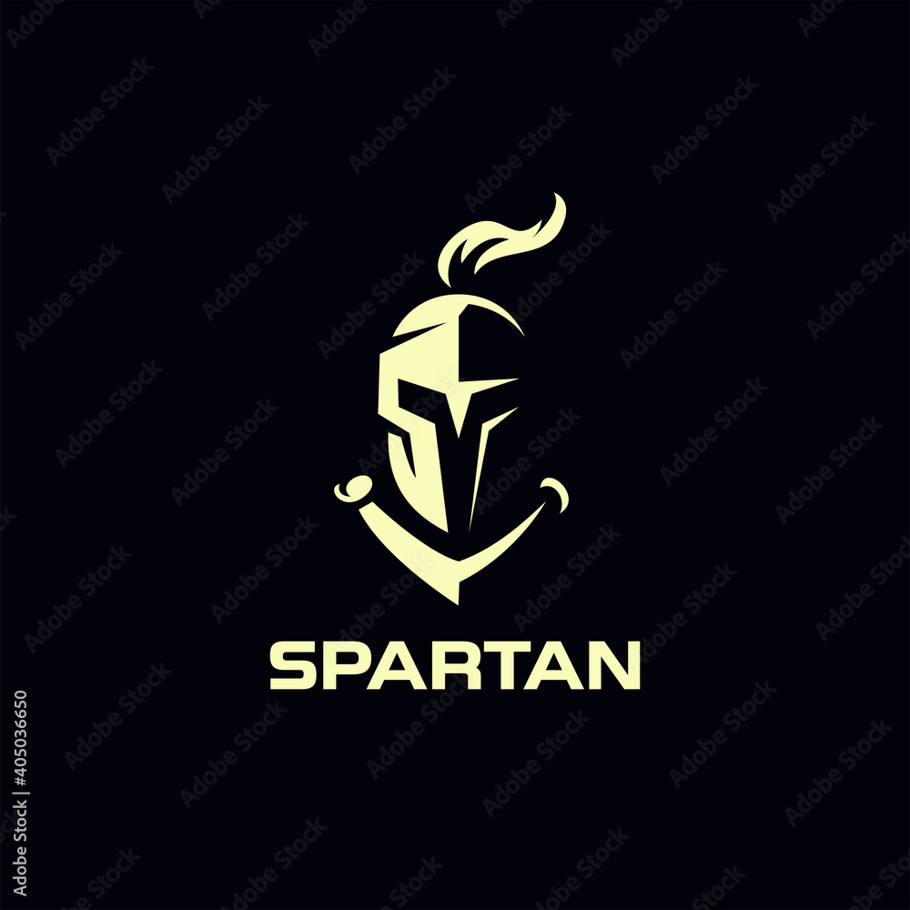Fototapeta premium spartan knight helmet logo design