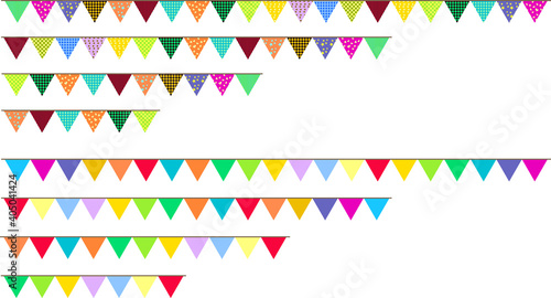 可愛い直線の三角のガーランドフラッグ(旗)
