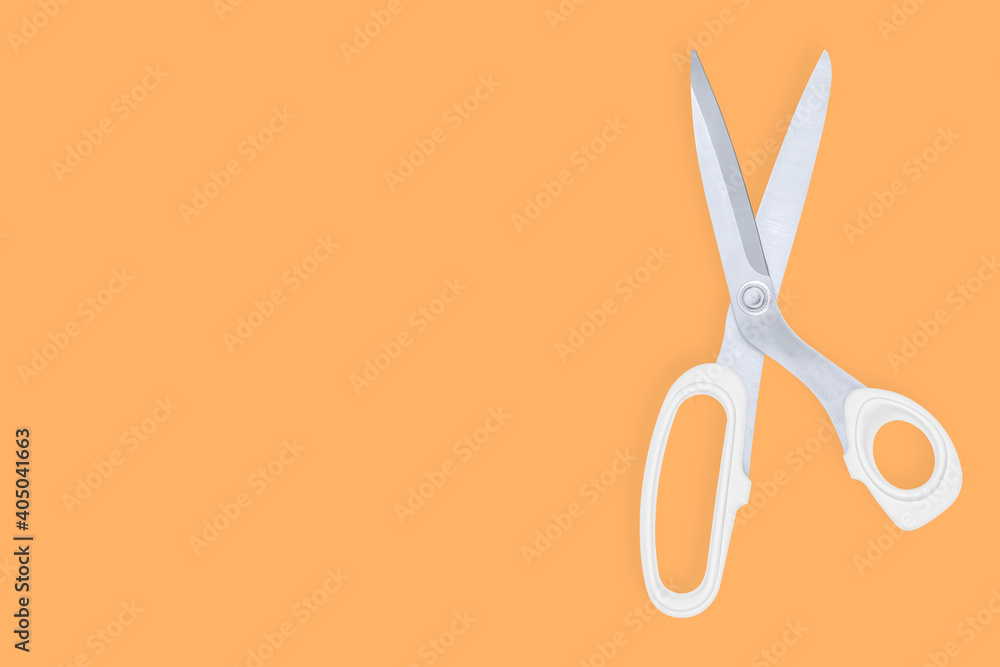 Scissors seamless pattern. Barber scissors against orange background backdrop. Scissors seamless pattern. Barber scissors against orange background backdrop.
