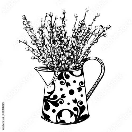 A bouquet of willow in a beautiful vase