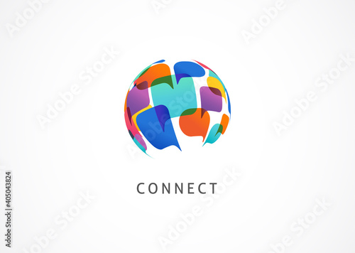 Communication, connect the world concept design, abstract logo template  photo