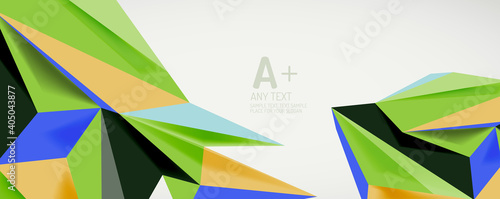 Vector triangle geometric backgrounds. Low poly 3d shape on light backdrop. Vector illustration for covers, banners, flyers and posters and other designs