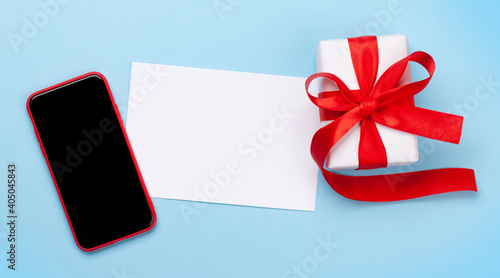 Valentines day greeting card and smartphone
