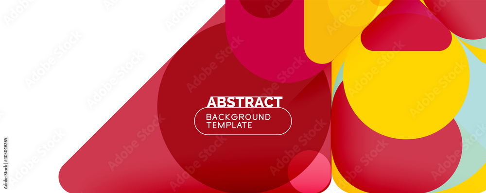 Flat geometric round shapes and dynamic lines, abstract background. Vector illustration for placards, brochures, posters and banners Flat geometric round shapes and dynamic lines, abstract background. Vector illustration for placards, brochures, posters and banners