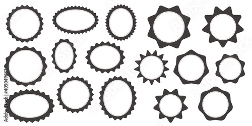 Set of round decorative design elements. round design elements illustration. Vector illustration. ラウンドステッカーイラスト、ラウンドデコレーションイラスト、デザイン素材、POP素材イラスト